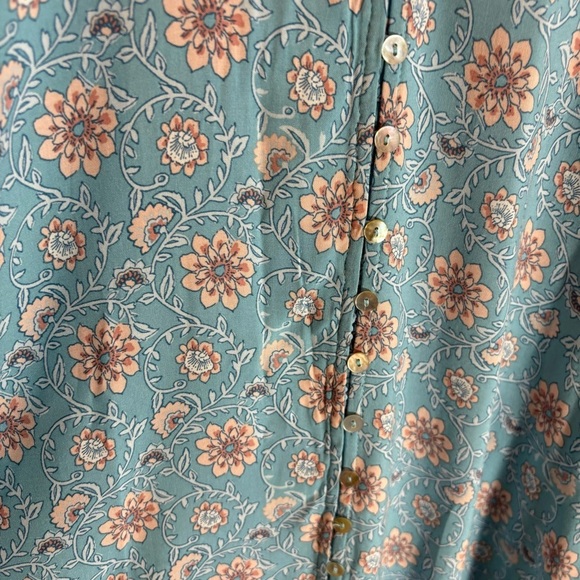 CAROLINE MORGAN Sz 16 Maxi Dress Buttons All Through Floral Ruffle Hem Hi Low - Picture 5 of 11